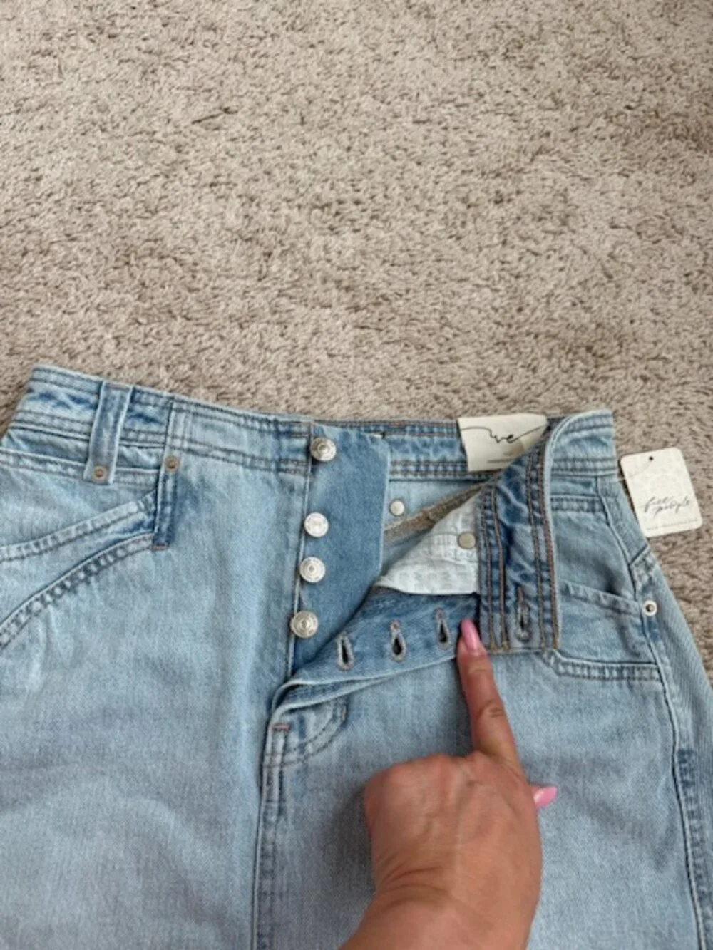 Free People We The Free Suzy Denim Midi Skirt NWT Size 27 Light Wash